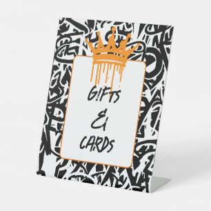 Signe De Table Cartes Cadeaux Noir Orange Couronne Graffiti