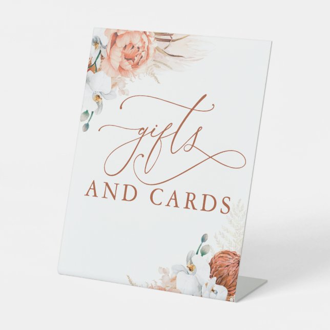 Signe De Table Cartes Cadeaux Terracotta Floral Pampas Grass Sign (Recto)