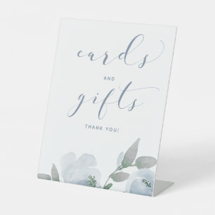 Signe De Table Cartes d'aquarelle bleu et gris mariage