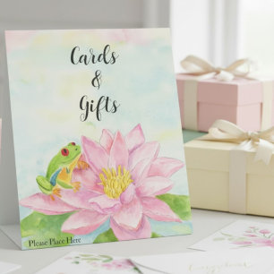Signe De Table Cartes de douche de mariée Fleur d'eau rose et gre