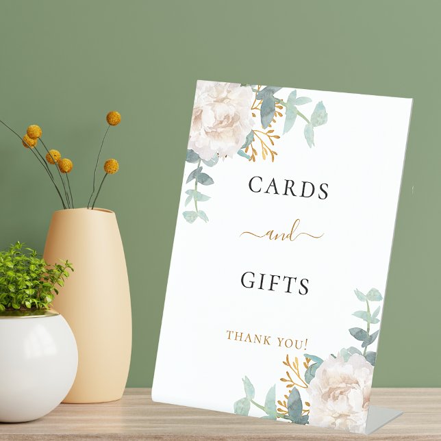 Signe De Table Cartes de eucalyptus floral blanc cadeaux enseigne (Créateur téléchargé)