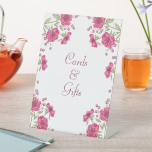 Signe De Table Cartes de mariage avec rose rose vif Cadeau