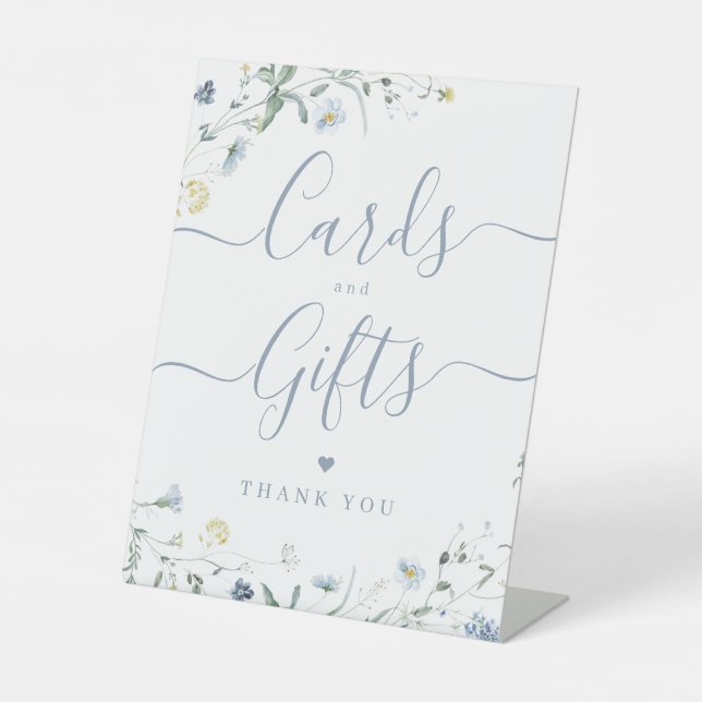 Signe De Table Cartes De Mariage Et Cadeaux Bleus Fleurs sauvages (Recto)