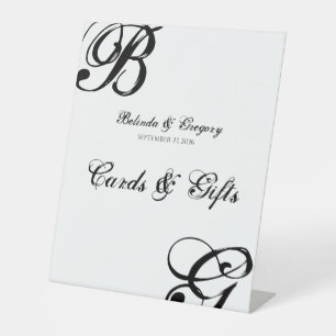Signe De Table Cartes de mariage Monogramme noir et blanc Cadeaux
