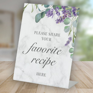 Signe De Table Cartes de recettes de lavande eucalyptus rustique 