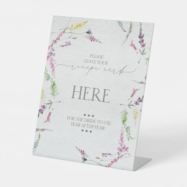 Signe De Table Cartes de recettes florales fleurs sauvages (Recto)
