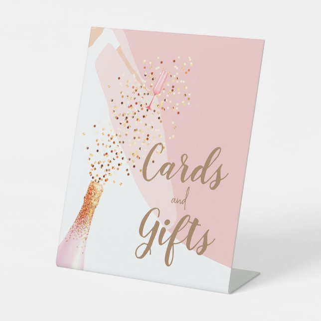 Signe De Table Cartes de script et cadeaux Fête des mariées rose  (Recto)