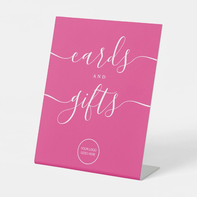 Signe De Table Cartes De Script Et Cadeaux Rose Chaud Logo Mariag (Recto)