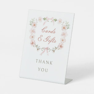Signe De Table Cartes et cadeaux à cadre floral rose ébloui