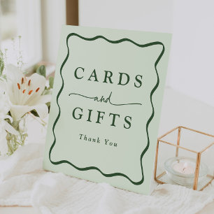 Signe De Table Cartes et Cadeaux à Cadre Vert Moderne Ondulé