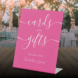 Signe De Table Cartes et cadeaux à signature de script rose moder