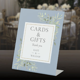 Signe De Table Cartes Et Cadeaux Aquarelle Verdure Dusty Blue