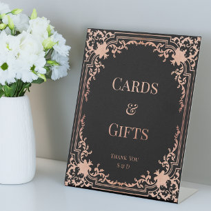 Signe De Table Cartes et cadeaux Black Rose Mariage Élégant Vinta