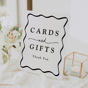 Signe De Table Cartes et Cadeaux Cadre Crème et Noir Moderne Ondu