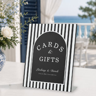 Signe De Table Cartes et Cadeaux Côtiers Élégants à Rayures Noire