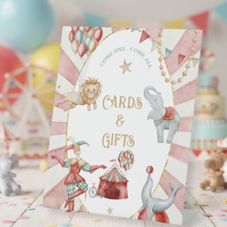 Signe De Table Cartes et Cadeaux de Baby Shower Cirque Carnaval