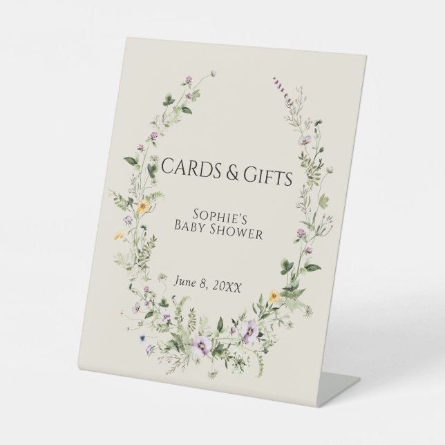 Signe De Table Cartes et cadeaux de Baby shower de fleurs d'aquar (Recto)