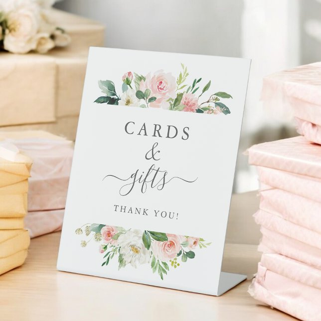 Signe De Table Cartes et cadeaux de Baby shower floral rose (Créateur téléchargé)