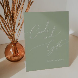 Signe De Table Cartes et cadeaux de Baby shower vert Sage Whimsic