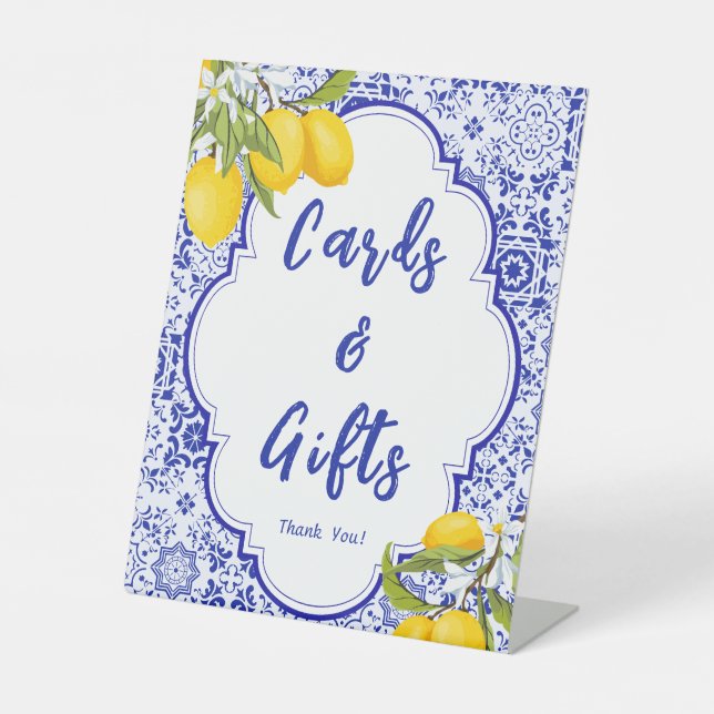 Signe De Table Cartes et cadeaux de Fête des mariées citron jaune (Recto)