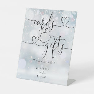 Signe De Table Cartes et cadeaux de flocons de neige d'hiver en é