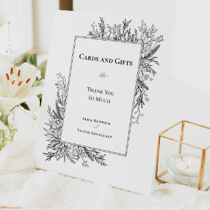 Signe De Table Cartes et cadeaux de mariage blanc et noir