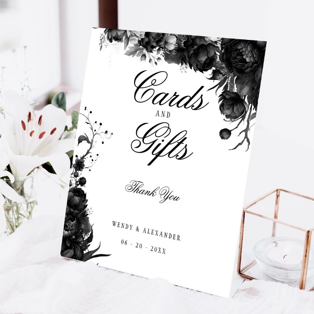 Signe De Table Cartes et cadeaux de mariage blanc gothique classi (Créateur téléchargé)