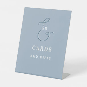 Signe De Table Cartes et cadeaux de mariage bleu Dusty