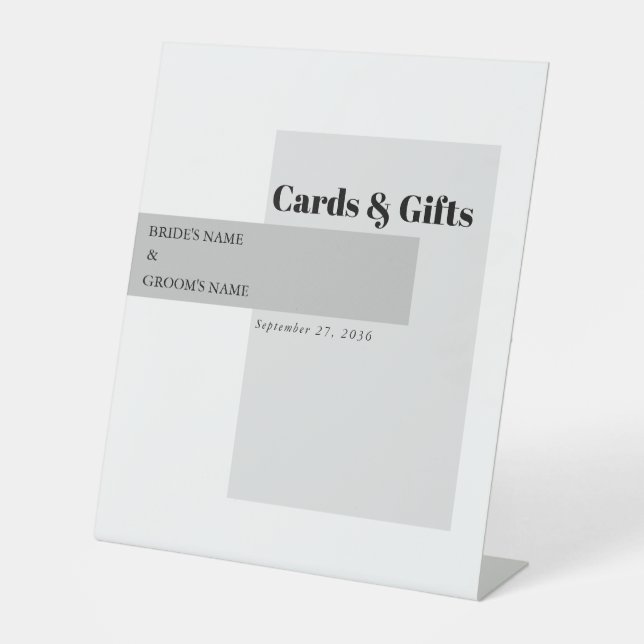 Signe De Table Cartes et cadeaux de mariage noir et blanc moderne (Recto)