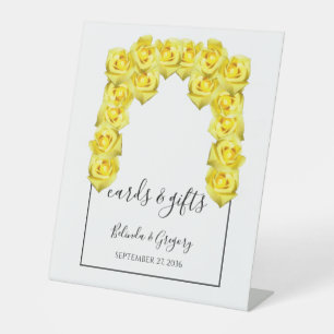 Signe De Table Cartes et cadeaux de mariage pour les roses jaunes