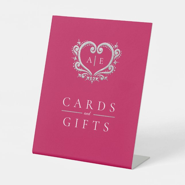Signe De Table Cartes et cadeaux de mariage rouge monogramme de c (Recto)
