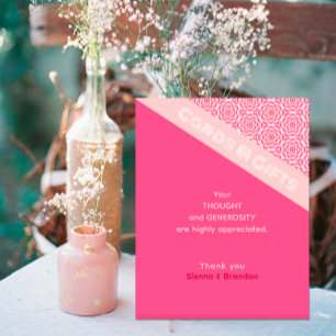 Signe De Table Cartes et cadeaux de mariage rouge Rose géométriqu