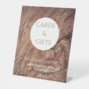 Signe De Table Cartes et cadeaux de mariage rustique en bois