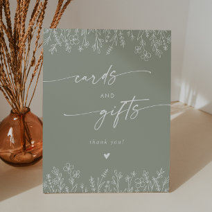 Signe De Table Cartes et cadeaux de mariage sauvage vert sauge Bo