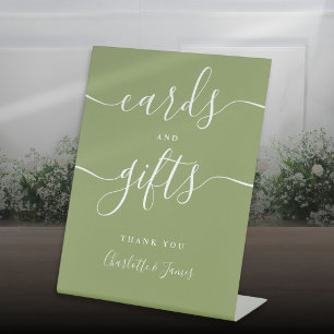 Signe De Table Cartes et cadeaux de signature de script de vert d