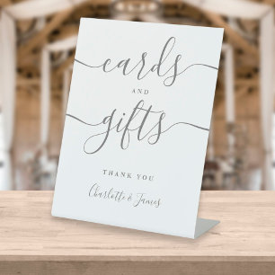 Signe De Table Cartes et cadeaux de signature de script gris mode