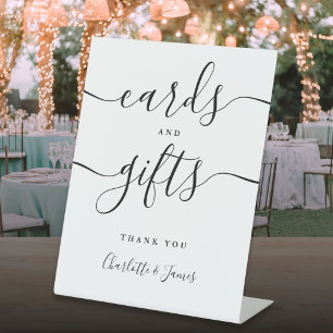 Signe De Table Cartes et cadeaux de signature de script noir et b