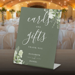 Signe De Table Cartes et cadeaux de verdure florale vert olive