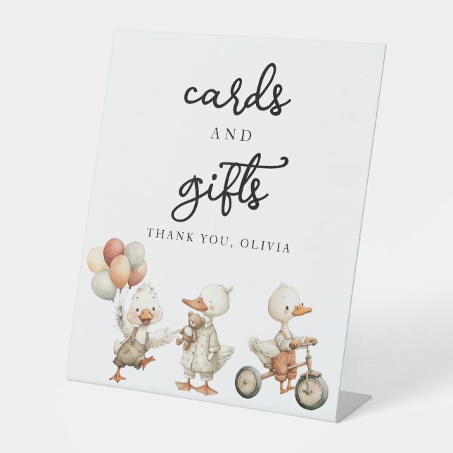 Signe De Table Cartes et cadeaux d'oie Silly Signer personnalisé (Recto)