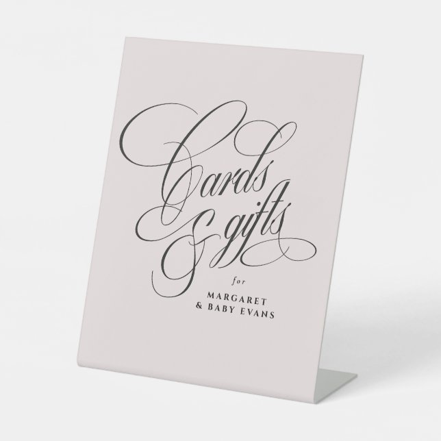 Signe De Table Cartes et cadeaux élégant baby shower blush (Recto)
