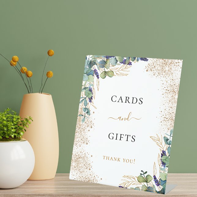 Signe De Table Cartes et cadeaux élégants de verdure d'eucalyptus (Créateur téléchargé)