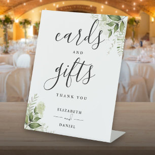 Signe De Table Cartes et cadeaux élégants de verdure florale