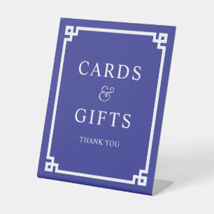 Signe De Table Cartes et cadeaux élégants Deep Blue White Greek K