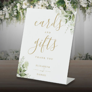 Signe De Table Cartes et cadeaux élégants floraux et de verdure