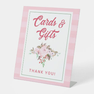 Signe De Table Cartes et Cadeaux Fleuris Rose Pâle et Menthe Cora