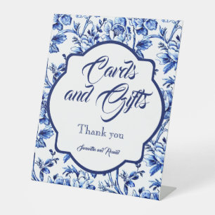 Signe De Table Cartes et cadeaux Floral Bleu & Blanc