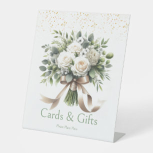 Signe De Table Cartes et cadeaux floraux blancs