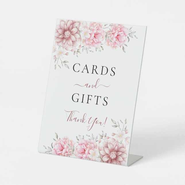 Signe De Table Cartes et cadeaux floraux roses (Recto)