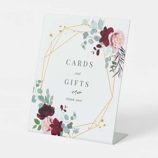 Signe De Table Cartes et cadeaux floraux roses (Recto)