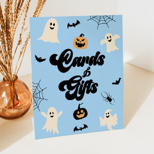 Signe De Table Cartes et Cadeaux Halloween Bleus Effrayants